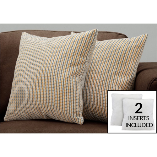 PILLOW - 18"X 18" / GOLD / GREY ABSTRACT DOT / 2PCS