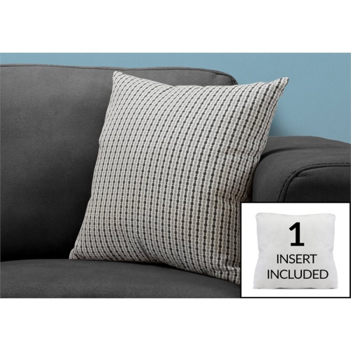PILLOW - 18"X 18" / LIGHT GREY / BLACK ABSTRACT DOT / 1PC