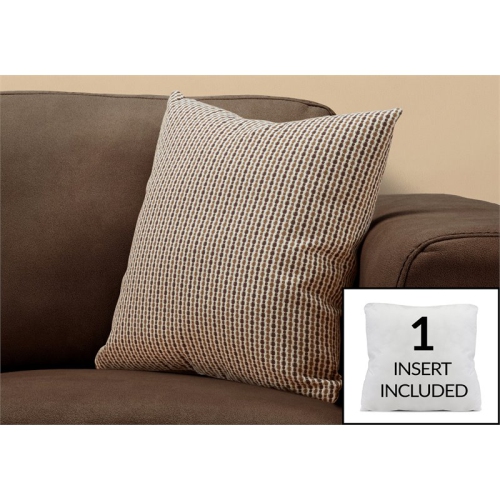 PILLOW - 18"X 18" / LIGHT / DARK BROWN ABSTRACT DOT / 1PC