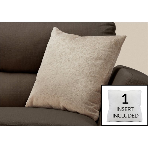 PILLOW - 18"X 18" / TAUPE FLORAL VELVET / 1PC