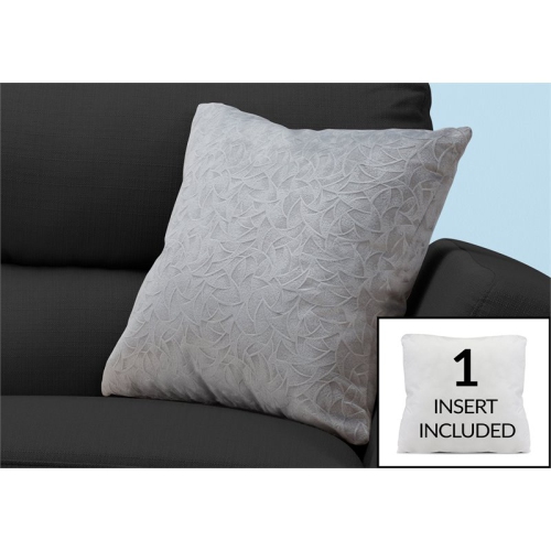 PILLOW - 18"X 18" / LIGHT GREY FLORAL VELVET / 1PC