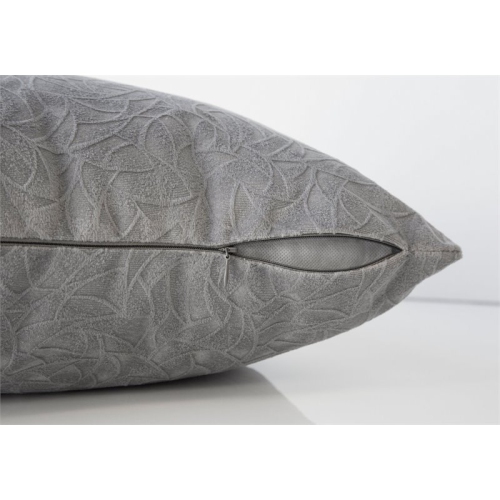 PILLOW - 18"X 18" / LIGHT GREY FLORAL VELVET / 1PC