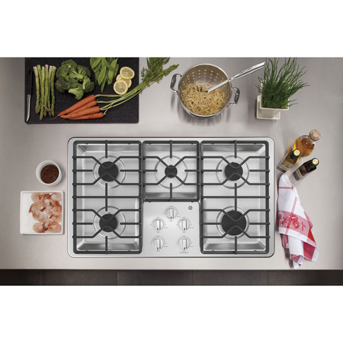 GE 36" 5-Burner Gas Cooktop - Stainless Steel