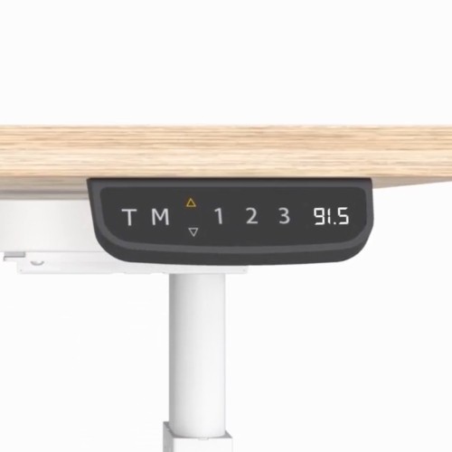 BORDEAUX Electric Standing Desk | Sit Stand Desk with Black Frame and Light Oak Table Top | Stand up Desk for Home and Office