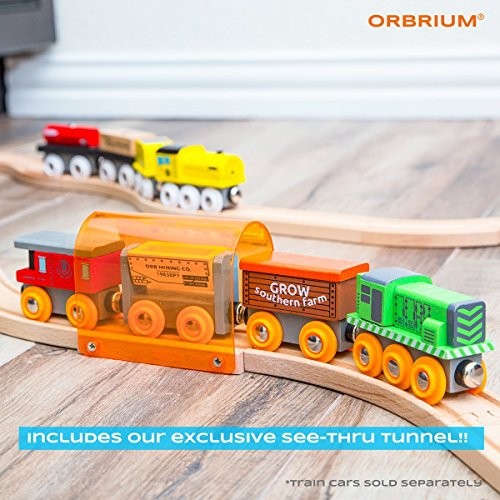 56 Piece Wooden Train Track Expansion Pack with Tunnel Compatible Thomas Wooden Railway Brio Chuggington Melissa & Doug Imagi