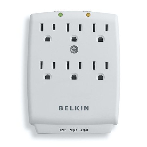BELKIN 6-OUTLET SURGEMASTER WALL-MOUNT SURGE PROTECTOR, 1045 JOULES