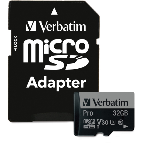 VERBATIM  Pro 600X 32GB 45Mb/s Microsdhc Memory Card With Adapter - (47041)