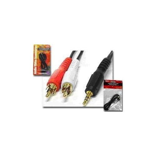 New New 6 ft. 3.5MM Stereo Plug to 2 x RCA Plug Gold Plated