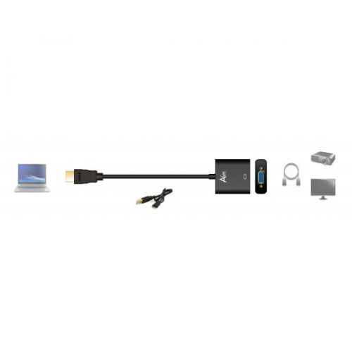 AddOn HDMI Male to VGA Female Black Adapter -