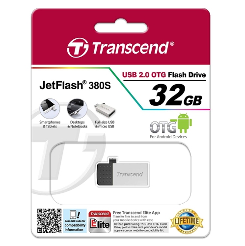 TRANSCEND JETFLASH 380 32GB USB 2.0 OTG FLASH DRIVE MODEL TS32GJF380S