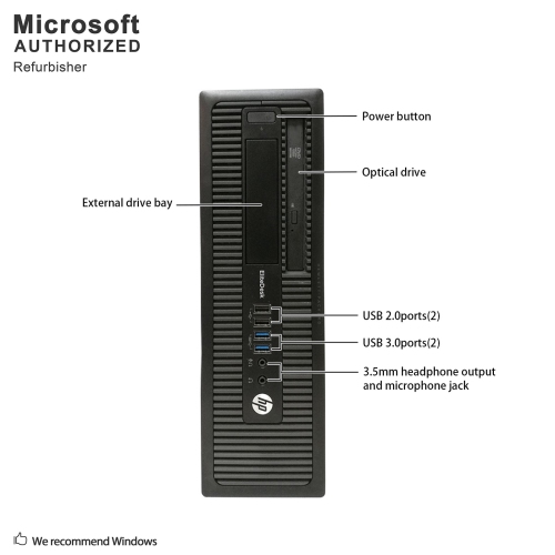 Refurbished - HP EliteDesk 800 G1 SFF, Intel i5-4590 3.3GHz, 8GB Ram, 500GB HDD, DVDROM, Windows 10(EN/FR) Pro-1 Year Warranty