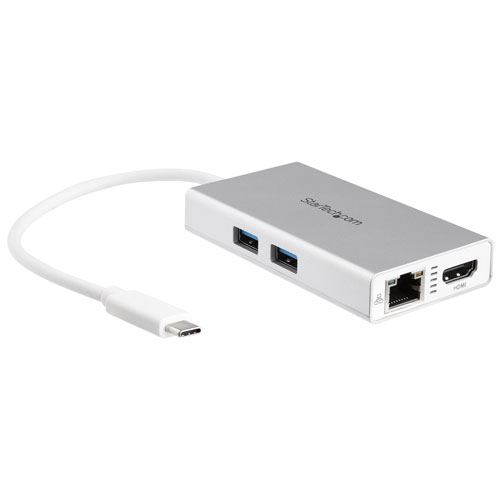 Adaptateur USB-C à HDMI/Ethernet/USB 3.0/USB-C avec Power Delivery 2.0 de Startech (DKT30CHPDW)