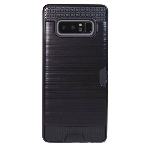 Exian Samsung Galaxy Note 8 2017 Armored Case with Card Slot Brushed Metallic Black