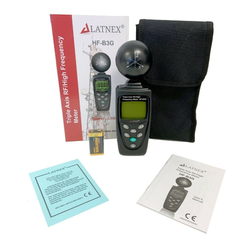 LATNEX® HF-B3G: Triple Axis RF/High Frequency Power Meter Analyzer & Detector Measures EMF Radiation-Cell Phones-Smart Meters-Cell