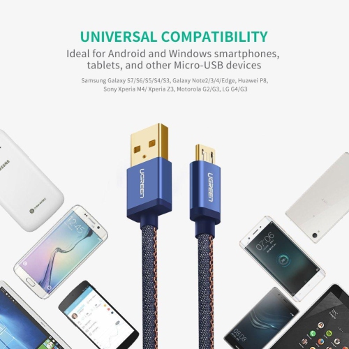 UGREEN Micro USB Cable Denim Braided Fast Charging Cable USB to Micro USB Data Cable