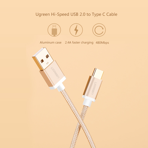 UGREEN USB 2.0 to USB-C cable with nylon webbing