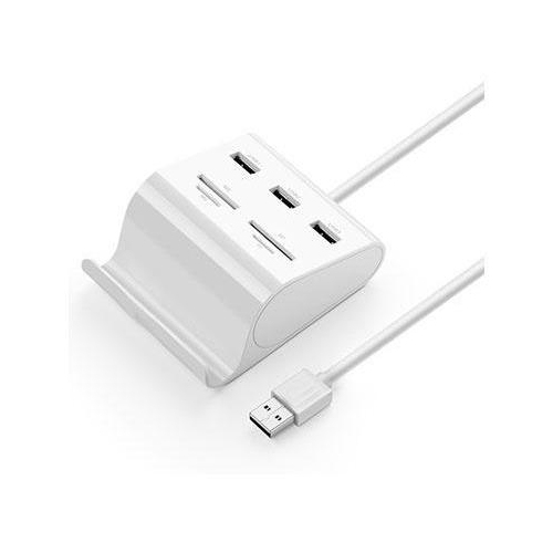 SAMA SA-30344 Mobile Phone Stand With Card Reader USB3.0. Supporting TF/SD/MS/CF memory Cards. 1Meter length Cable. White colo