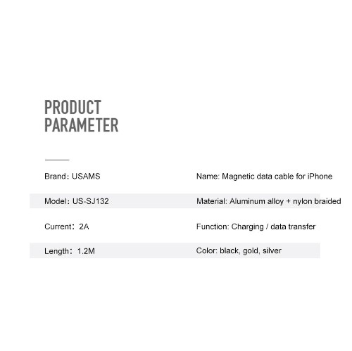 USAMS US-SJ132 iPhone Lightning Magnetic cable U-Link Series