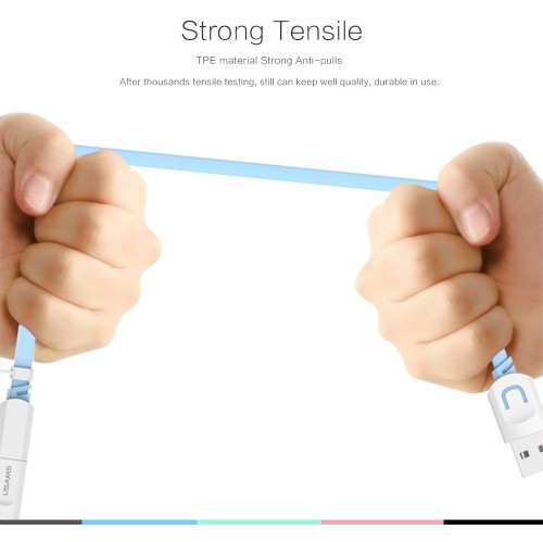 USAMS US-SJ019 MicroUSB & Lightning 2 in 1 Cable U-trans Series Blue
