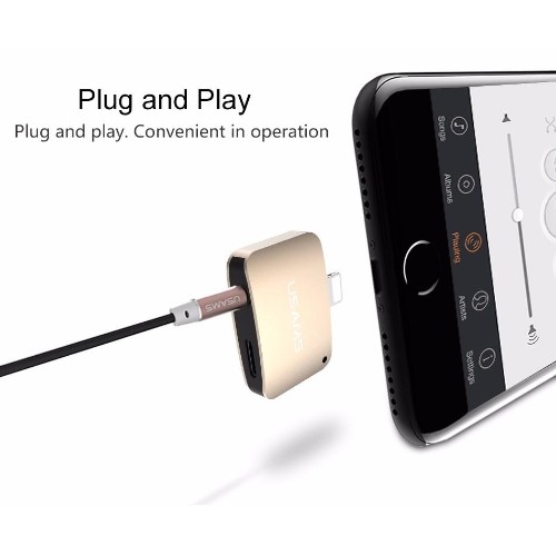 USAMS US-SJ137 iPhone Lightning 2in1 Audio Adapter