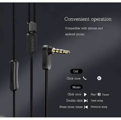 USAMS EP-14 in-ear HiFi Braided Earphone White