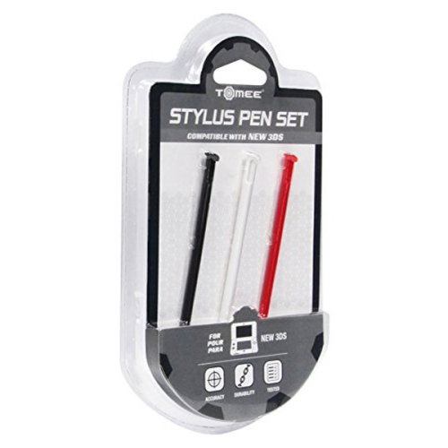 New 3DS Red, White & Black Stylus 3 Pack Set [Tomee]