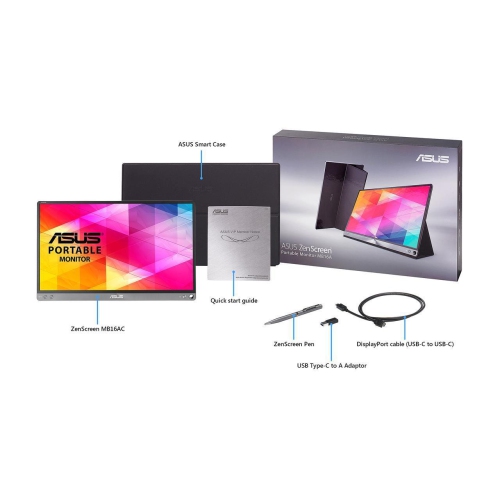 ASUS PERIPHERALS ZENSCREEN MB16AC 15.6INCH FULL HD IPS.PORTABLE.EYE CARE MONITOR.HYBRID SIGNAL SOLUTION FOR COMPATIBILIT