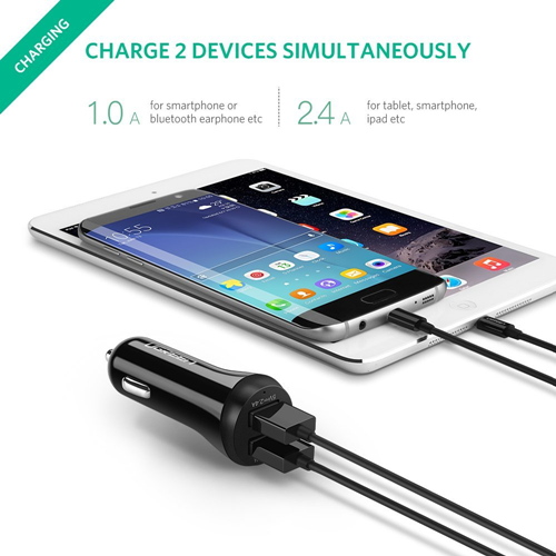 UGREEN Car Charger Dual USB 17W(3.4A) Vehicle Charger Smart Port Portable Travel Charger Compatible