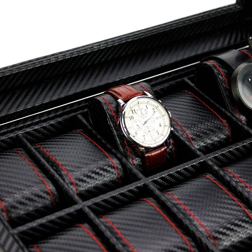 Coffret à bijoux en cuir 12 Watch, coffret à bijoux, range-tout en fibre de carbone, boîte de rangement de présentation …