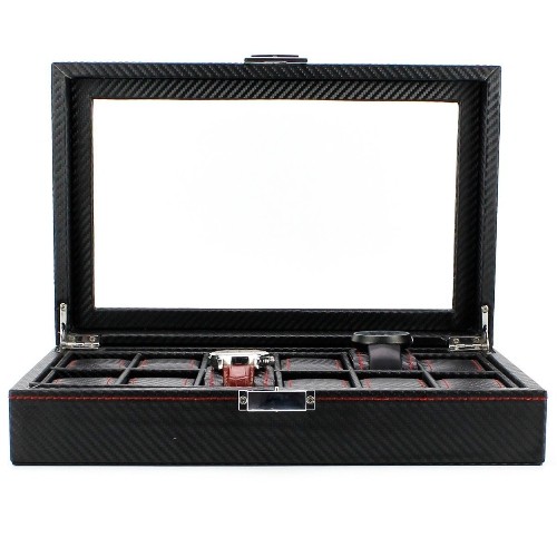 Coffret à bijoux en cuir 12 Watch, coffret à bijoux, range-tout en fibre de carbone, boîte de rangement de présentation …