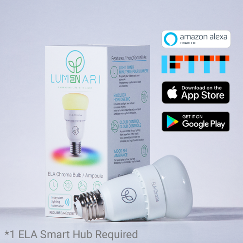 Lumenari ELA Smart Chroma - LED Smart Light - Color and Temperature Tuneable, Alexa & IFTTT