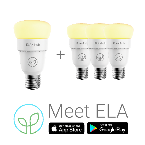 Lumenari ELA Smart Hub & 3 Smart Bulbs - Starter Kit - Temperature Tuneable, Alexa & IFTTT