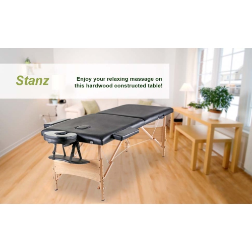 Kunova Super Stable Portable 2 Fold Massage Reiki Facial Table Bed (Black) Free Carrying Bag & Armrests (Black)