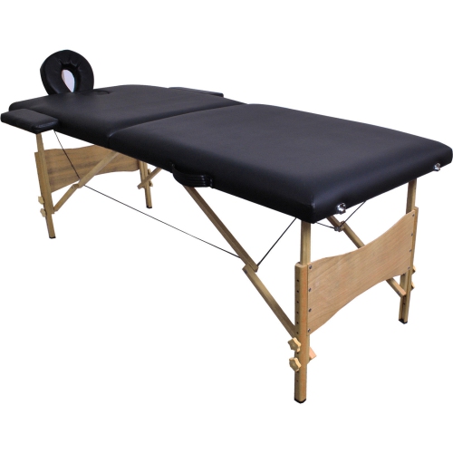 Kunova Super Stable Portable 2 Fold Massage Reiki Facial Table Bed (Black) Free Carrying Bag & Armrests (Black)