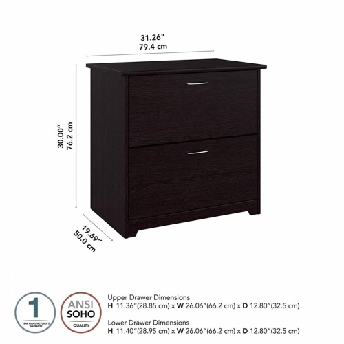Cabot 2 Drawer Lateral File Cabinet in Chocolate Espresso Oak - Engineered Wood