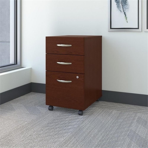 Series C 3 Drawer Assembled Mobile File Cabinet in Mahogany - Engineered Wood