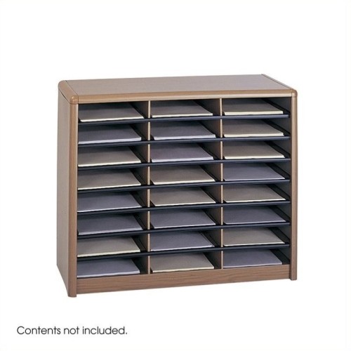 Safco Value Sorter 24 Compartment WoodFlat Files Organizer in Medium Oak