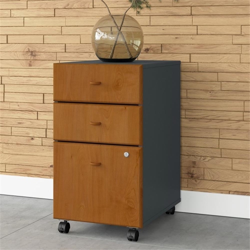 Series A 3 Drawer Mobile File Cabinet in Natural Cherry - Engineered Wood