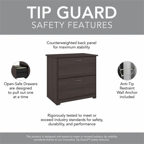 Cabot 2 Drawer Lateral File Cabinet in Heather Gray - Engineered Wood