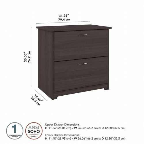 Cabot 2 Drawer Lateral File Cabinet in Heather Gray - Engineered Wood