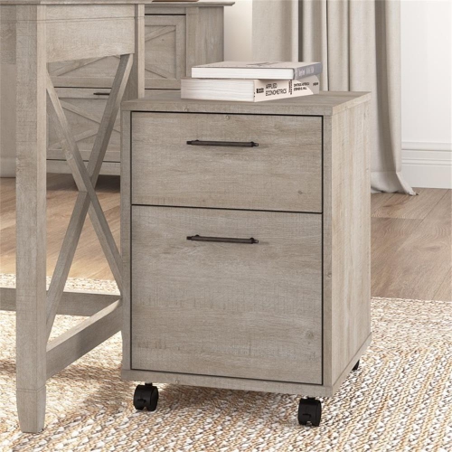 Bush Furniture Key West 2 Drawer Mobile Pedestal in Washed Gray