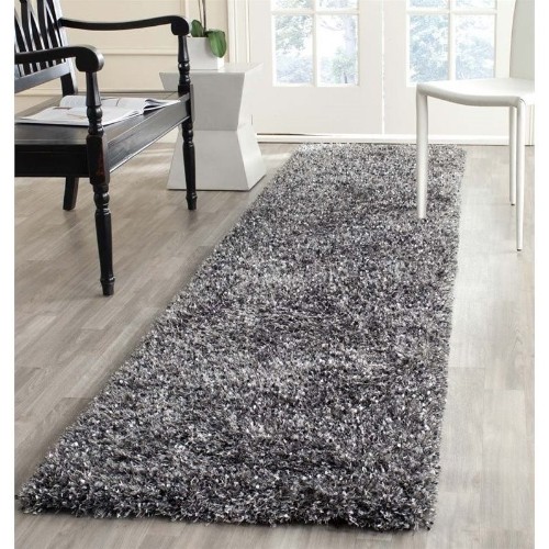 SAFAVIEH  Malibu Shag Charcoal Shag Rug - Runner 2'3" X 11'