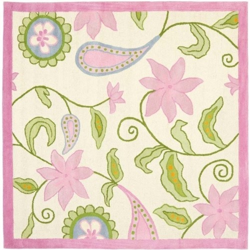 SAFAVIEH   Kids Novelty 5' Square Area Rug - Ivory/pink