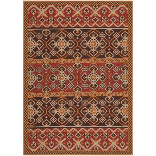 SAFAVIEH  Veranda Indoor Outdoor 4' X 5'7" Round Area Rug - Red