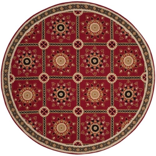 SAFAVIEH  Durarug 6' Round Hand Hooked Rug In Red And Natural