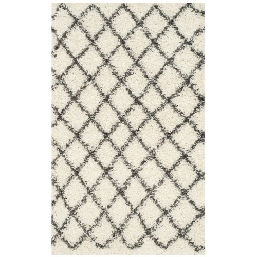 Safavieh Dallas Shag Power Loomed 8' x 10' Runner Area Rug - Ivory/Dark Green