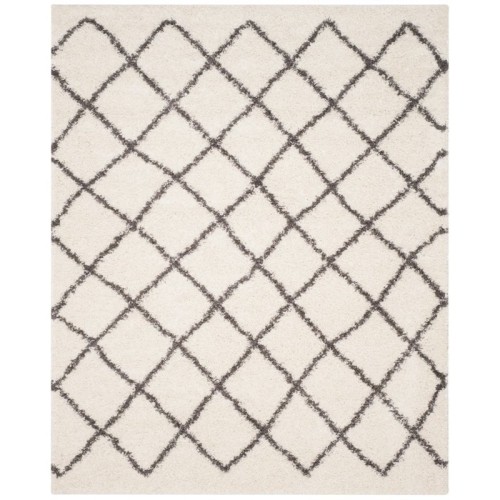 Safavieh Dallas Shag Power Loomed 8' x 10' Runner Area Rug - Ivory/Dark Green