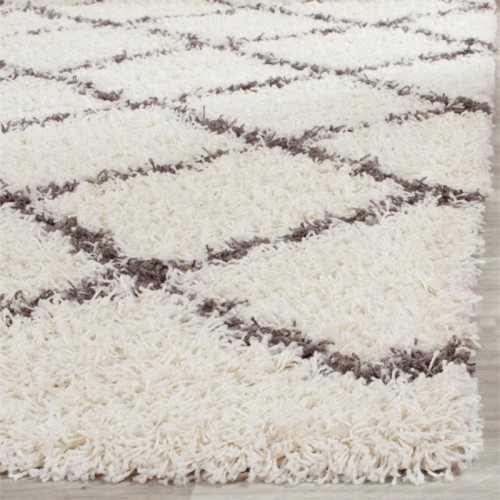 Safavieh Dallas Shag Power Loomed 8' x 10' Runner Area Rug - Ivory/Dark Green