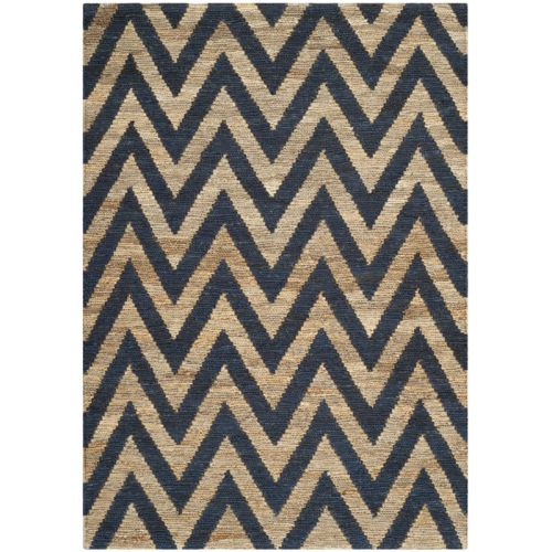 SAFAVIEH  Organica 3' X 5' Hand Knotted Jute Rug In Blue And Natural