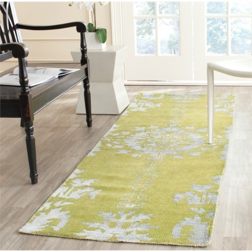 Tapis noué à la main 5 x 8 pi de Safaeh Stone Wash - Chartreuse